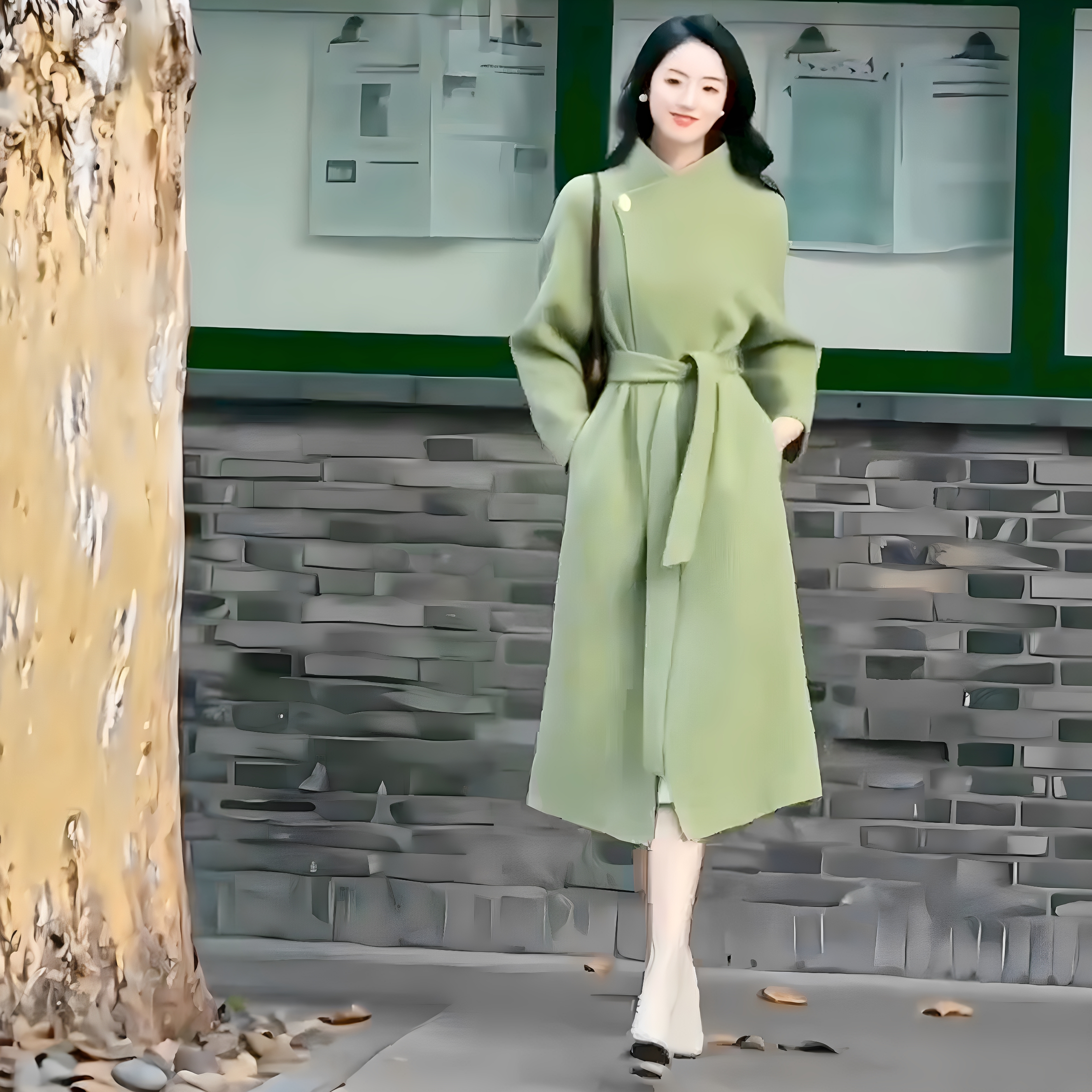 2025新款秋冬女款时尚休闲毛呢外套中长款名嫒过膝慵懒风宽松大衣