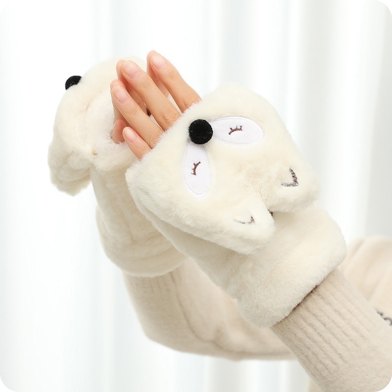 男女翻盖半指手套小狐狸