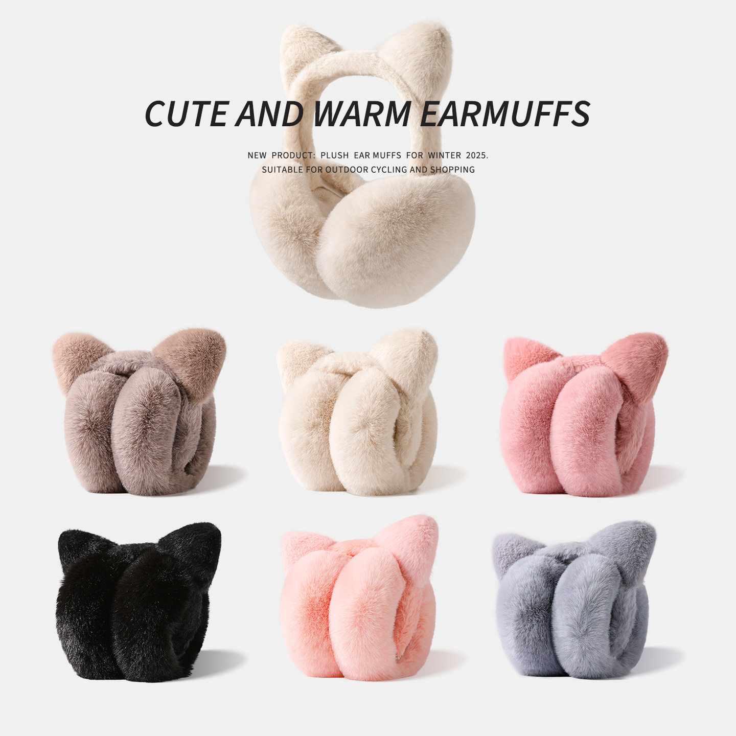 可爱猫耳朵毛绒耳罩冬季保暖耳套