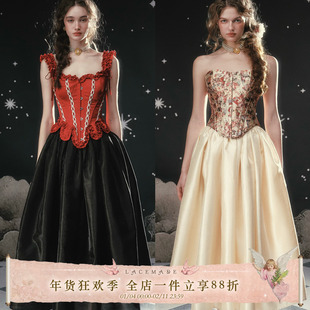 LaceMade 堕落爱神 法式简约高级感裙子大摆蓬蓬裙珠光缎面半身裙