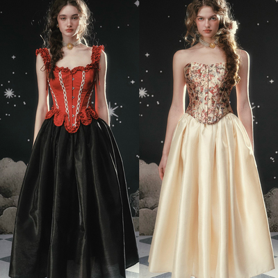 LaceMade 堕落爱神 法式简约高级感裙子大摆蓬蓬裙珠光缎面半身裙