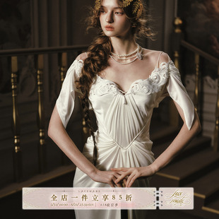 【旗舰店款】LaceMade 剑灵天使 法式宫廷风重工礼服裙白色连衣裙