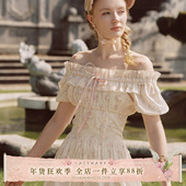 法式 LaceMade 花语集 田园风蛋糕摆鱼骨长裙掐腰显瘦棉质连衣裙女