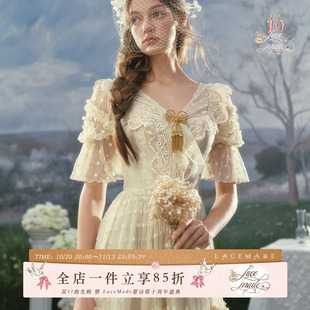 LaceMade 鎏金请柬 法式复古维多利亚礼服蕾丝鱼骨生日连衣裙女