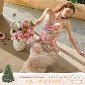 夏女 法式 提香花镜 甜美浪漫油画感蕾丝鱼骨胸衣半裙套装 LaceMade