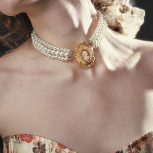 法式 复古千金风配饰小众珍珠项链胸针发圈系列 爱神光环 LaceMade