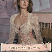 LaceMade 上衣显瘦 复古宫廷蕾丝拼接鱼胸衣骨长袖 蔷薇时光机 法式