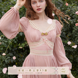LaceMade 夏日长诗 法式复古浪漫两穿可拆卸防晒袖少女蕾丝连衣裙