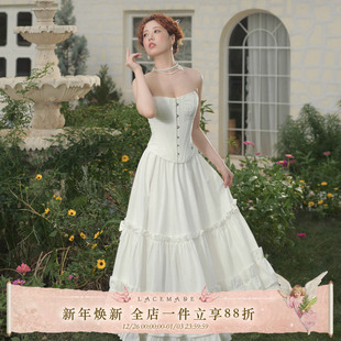 套装 LaceMade 戏服复刻鱼骨胸衣公主半裙时尚 法式 纯白圣阿格尼丝