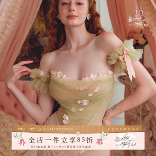 Lacemade 听花落2.0 法式温柔抹胸鱼骨礼服连衣裙仙女裙锤锤同款