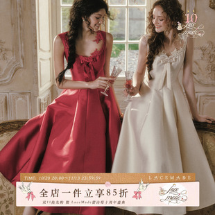 LaceMade 古堡婚约 法式复古宫廷红色礼服古典大摆连衣裙白色长裙