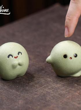宜兴紫砂茶宠摆件青团宝子雕塑