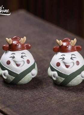 宜兴紫砂粽子摆件手工创意人粽