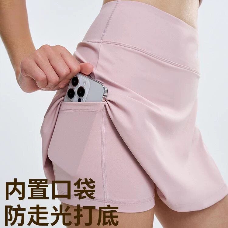 网球裙春夏新款高腰显瘦假两件裙裤女内侧口袋运动健身服瑜伽短裙