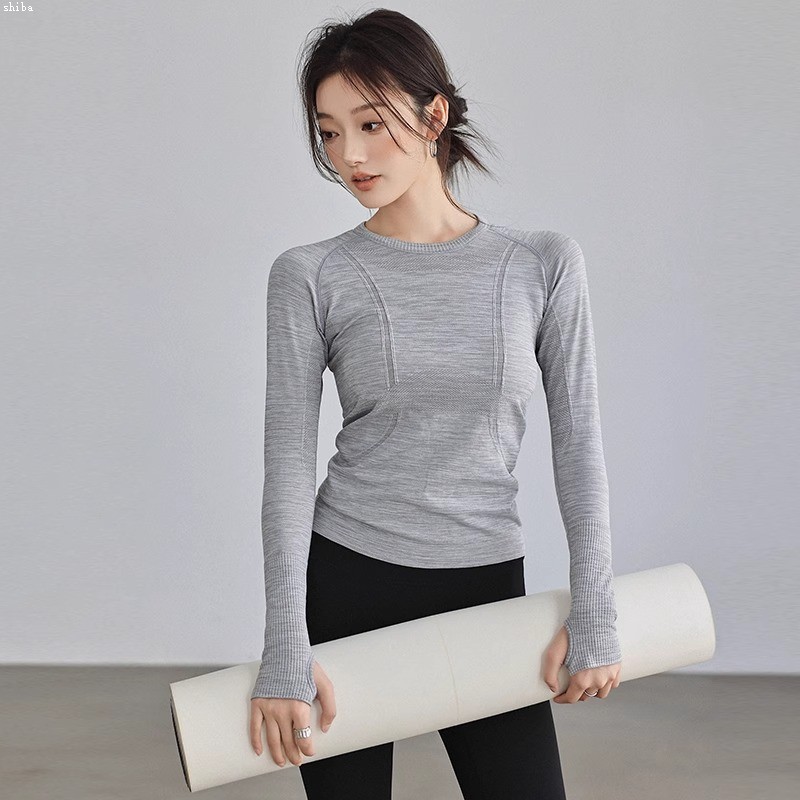 lulu同款运动无缝上衣速干女秋冬修身瑜伽服跑步训练健身服长袖