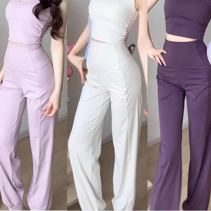 运动高腰收腹运动宽松直筒束脚长裤速干跑步健身裤裸感瑜伽裤速干