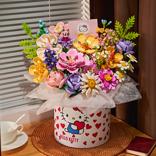 拼装 积木花束抱抱桶送女生闺蜜高级感手工DIY情人节生日礼物