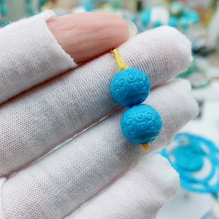 玉化蓝回纹圆珠10.5mm