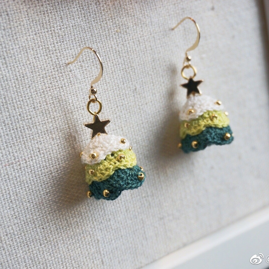 钩针材料包蕾丝线耳环