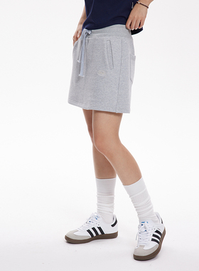 INRM 基础绣花短裙夏季抽绳卫衣裙高腰显瘦a字半身裙女