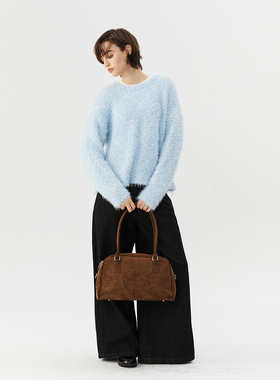 INRM 宽松休闲风圆领小球毛套头毛衣长袖针织衫2026春季新款