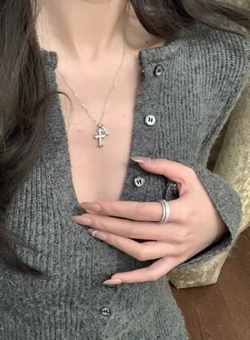 轻奢双十字架闪钻锁骨链女款