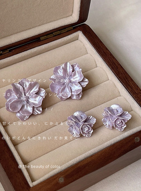 『森系女主』气质超仙镀银紫色花朵耳钉百搭唯美温柔耳饰耳环女