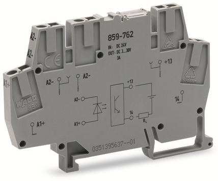 859-762 德国 原装进口 DC24V 输入 光电耦合器超薄端子式模块