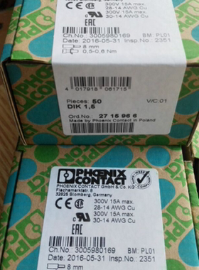 菲尼克斯poenix传感器执行器端子排 DIK1.5 德国凤凰原装2715966