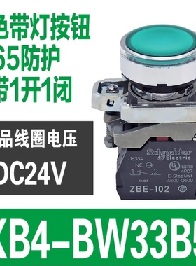 施耐德带灯按钮开关XB4BW33B5 34M5 35B5 36M5 31B5 线圈24V 230V