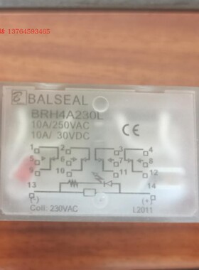 BRH4A230L薄型继电器英国BALSEAL巴塞尔14脚220VAC 10A BRH4D024L