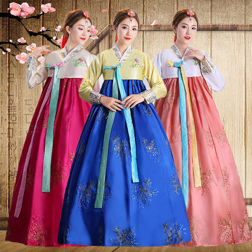 成人朝鲜服装女大长亮片韩服延吉