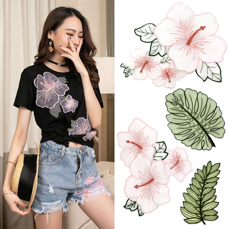 绣花布贴刺绣白色雪纺时尚装饰