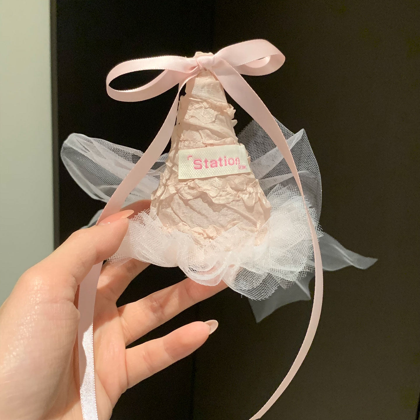 韩式蕾丝花边生日尖顶帽