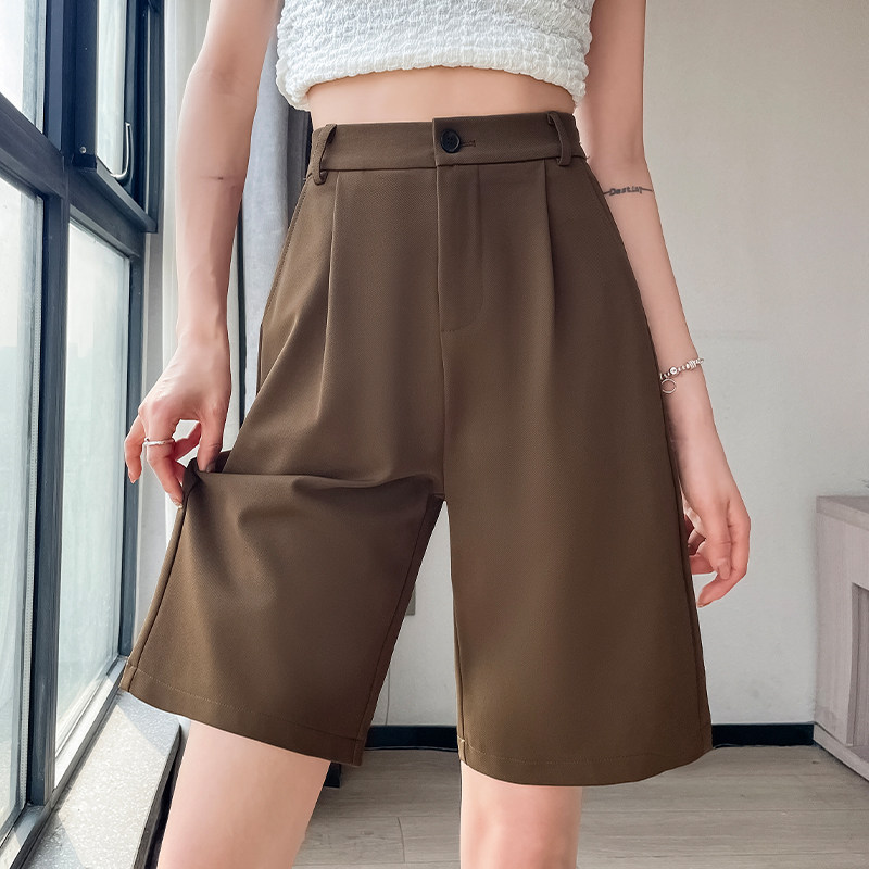 얼음 실크 바지 여성의 느슨한 여름 얇은 겉옷 2024 새로운 핫 스타일 하이 웨이스트 와이드 레그 캐주얼 정장 반바지