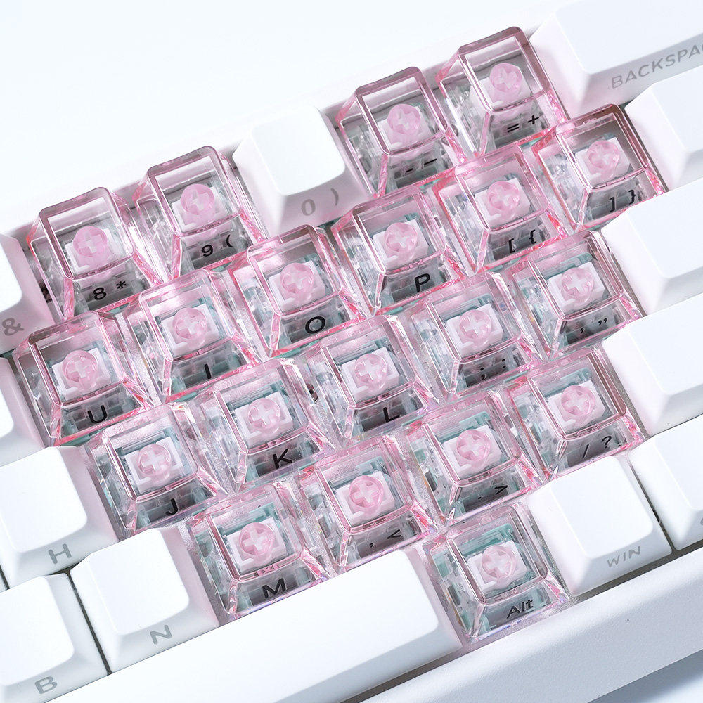 爱心键帽原厂侧刻透明高透PC正刻键帽适配磁轴键盘ev63 wooting60