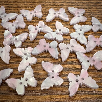 紫色仿贝彩珠蝴蝶扣女士衬衫扣子毛衣开衫胸针儿童手工DIY装饰扣