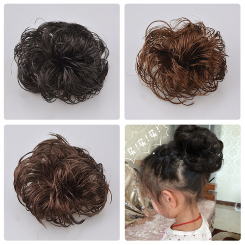 韩国儿童假发头饰新娘盘头发花苞