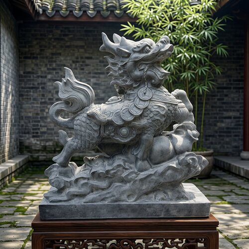 青石石麒麟石雕镇宅招财