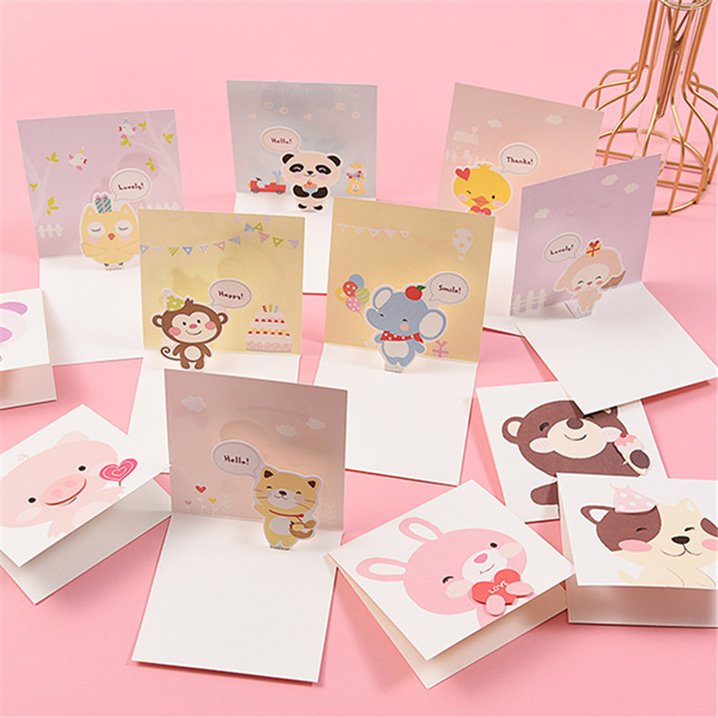 立体卡通迷你儿童节贺卡创意可爱中秋节祝福感谢卡生日留言小卡片