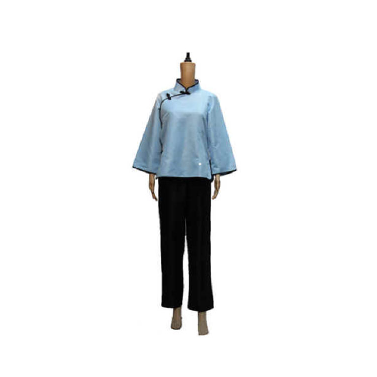 女民国风立领长袖角色扮演服蓝色