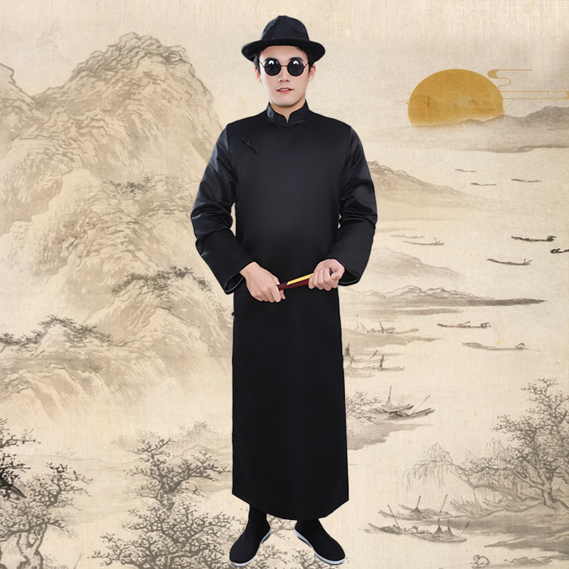 男中式立领黑色影视话剧舞台相声