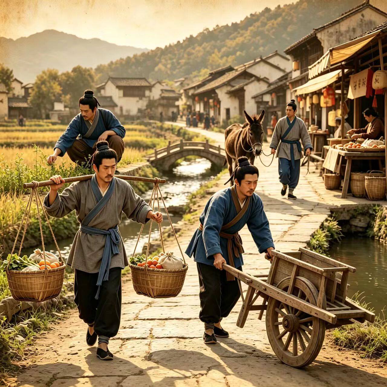影视古装男装古代农民演出服民族