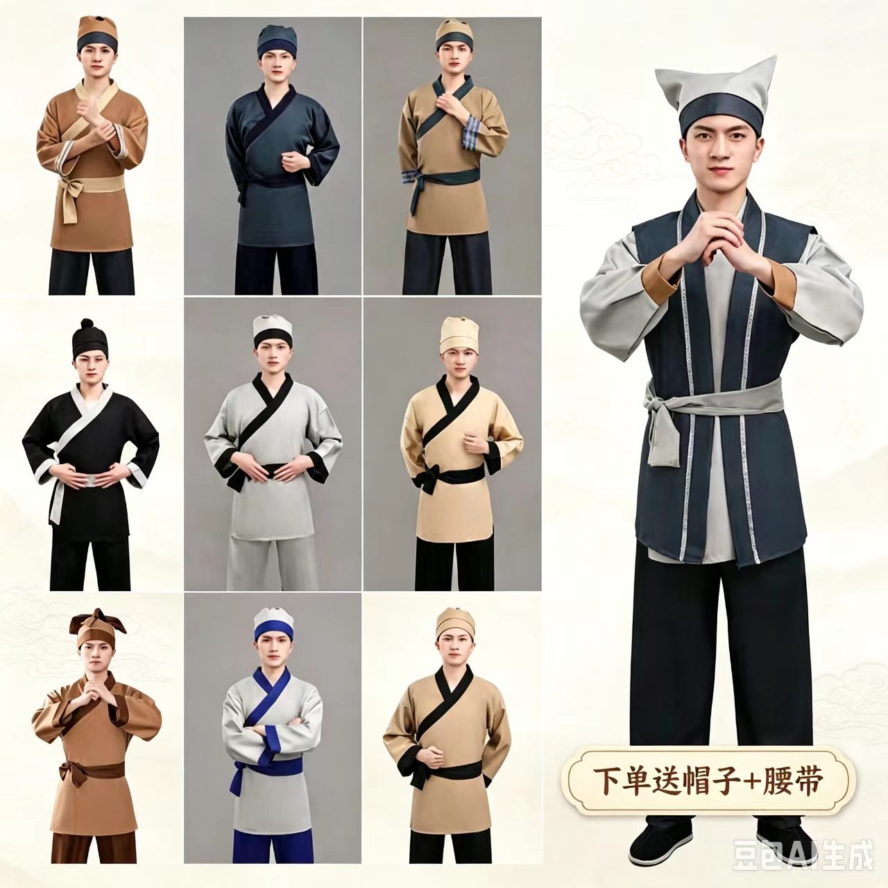 新款店小二古装演出成人汉服农夫
