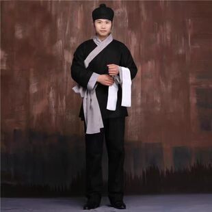 古代店小二服装男演出服家丁仆人杂役茶馆工作服黑色古装杂务舞台