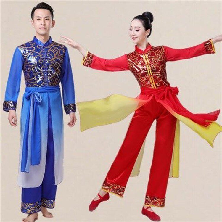 中国风民族舞蹈服装男女长袖刺绣