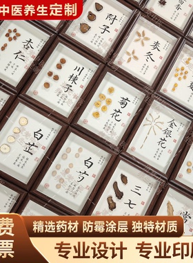中药标本相框 新中式墙面装饰画 药膳坊中医馆文化展示挂画养生馆