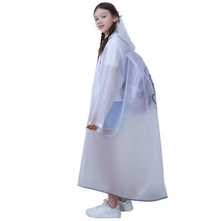 健江儿童雨衣女童学生上学中大童雨披男童女孩带书包位全身防雨服