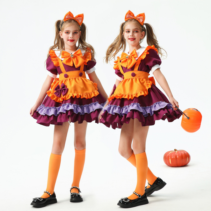 万圣节儿童服装南瓜裙女巫装