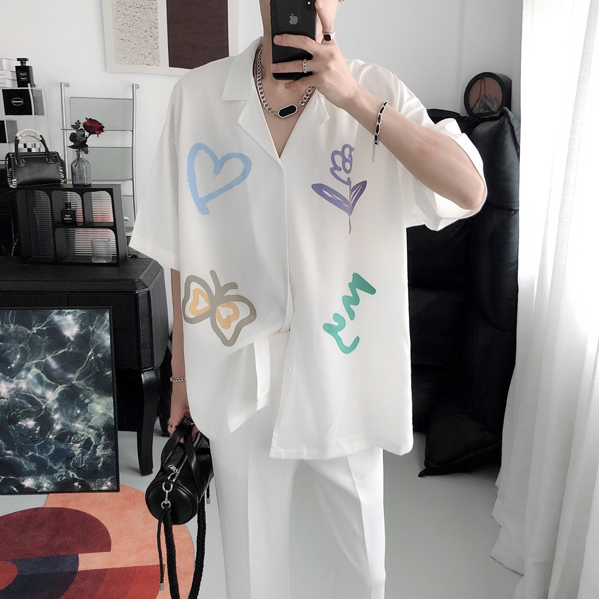 复得先生翻领短袖潮流设计感衬衫